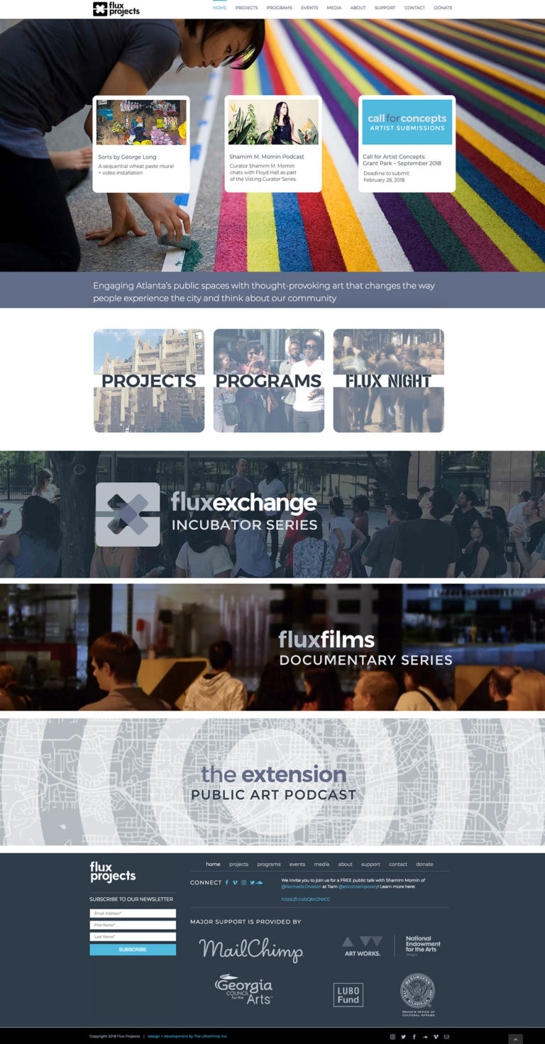 FluxProjects.org web site design and development home page